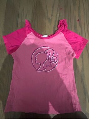 Barbie Girls Pink Shirt Size 8 Casual School Graphic Tee